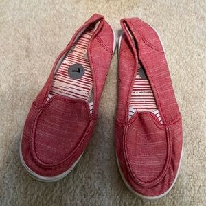 Size 7 slip on red sneakers